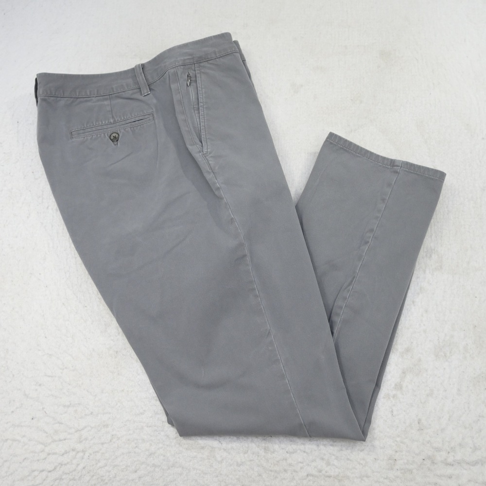 Bonobos Chino Pants Mens 35x32 Athletic Fit Gray Stretch Cotton Blend Flat Front